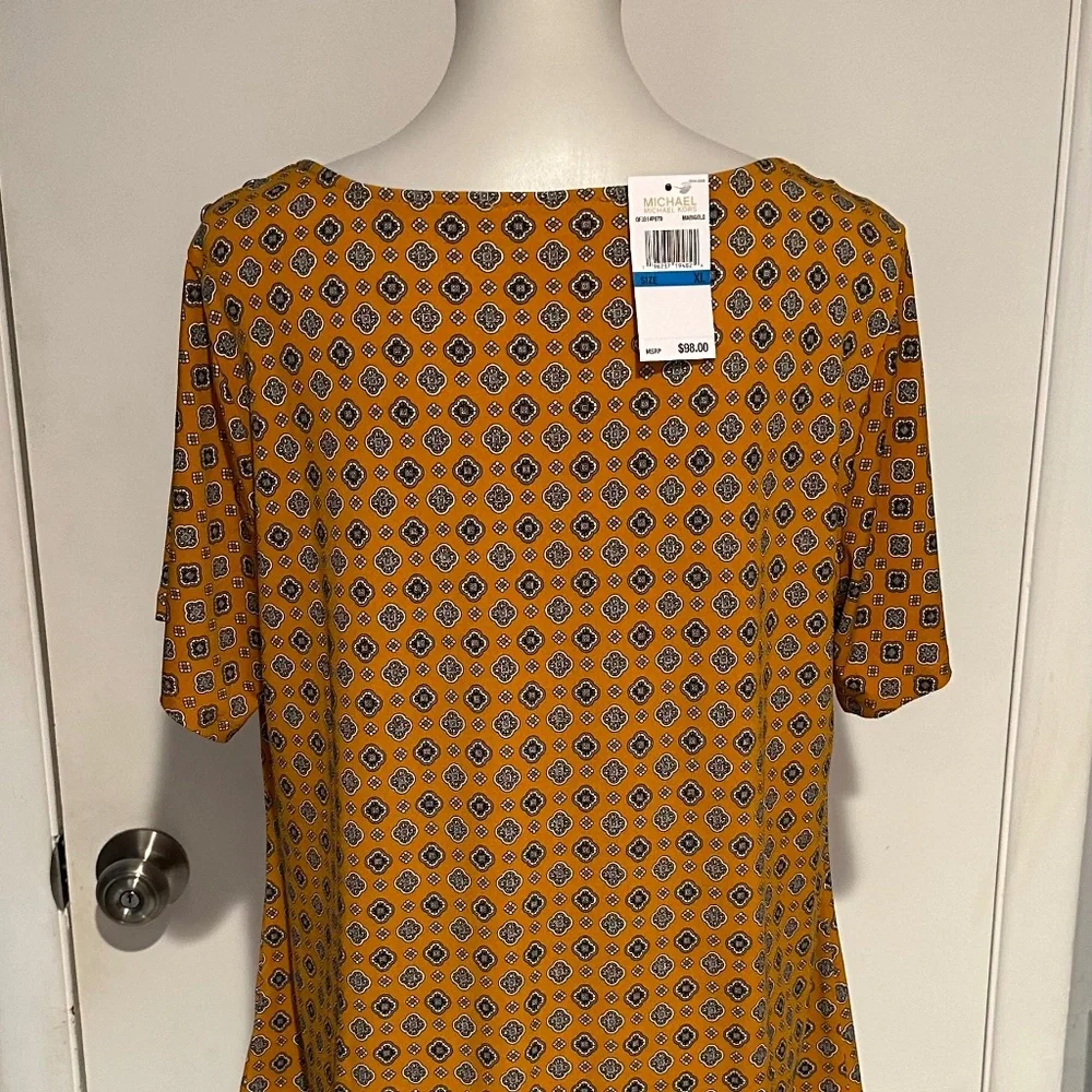 Michael Kors Women Design Cowl Neck Marigold Top Shirt - Size XL - NEW With Tags - Picture 5 of 16